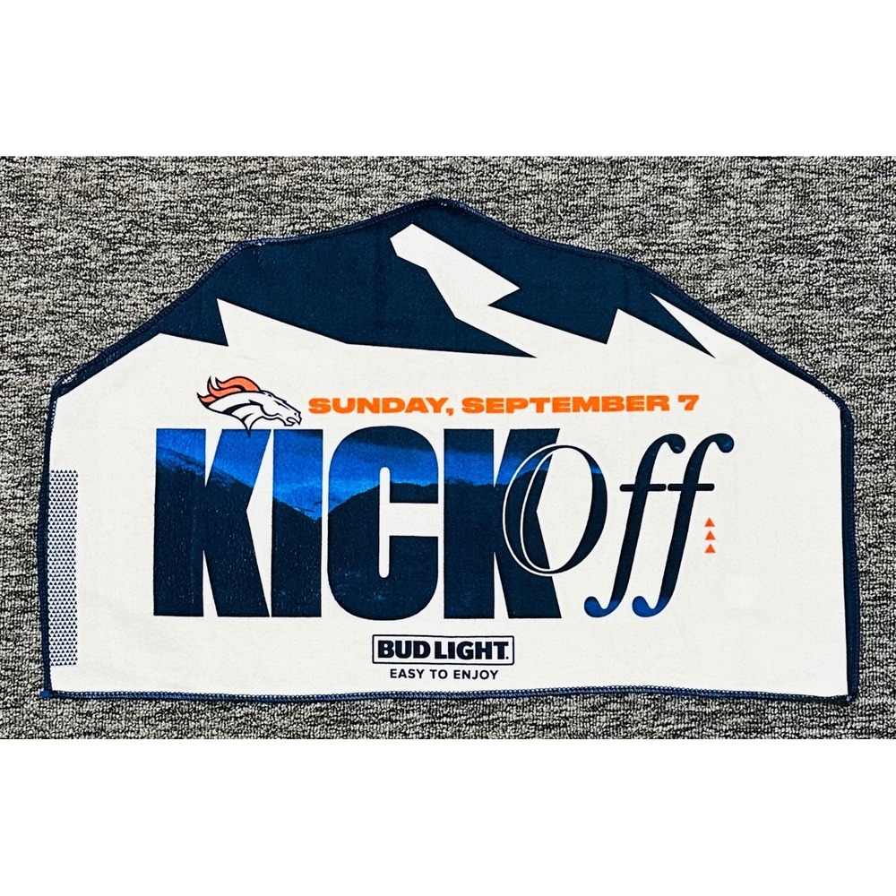 Bud Light Denver Broncos White Kickoff 24"x15" Sunday Sept 7 NFL Rally Towel